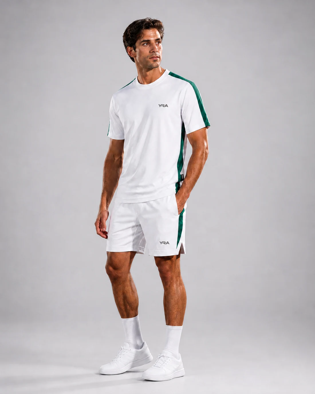Camiseta Performance — colorway Esmeralda — referência conceitual 2